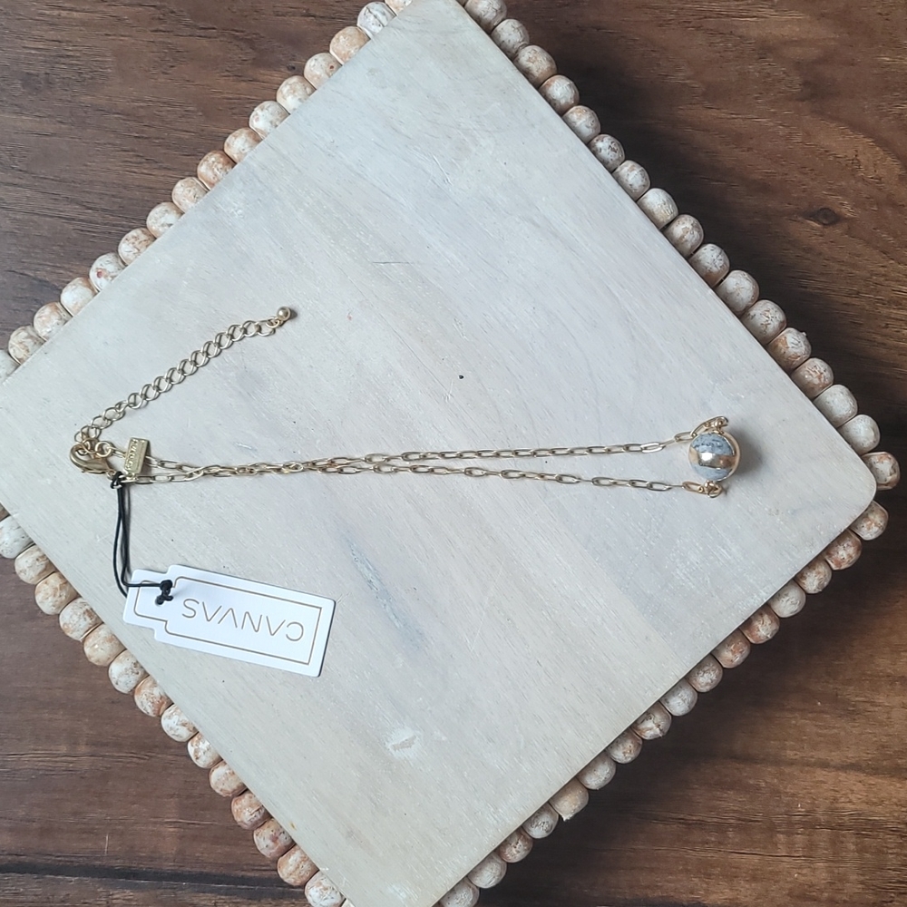 ADDISON GOLD-WRAPPED GRAY JASPER BALL NECKLACE - Picture 4 of 4